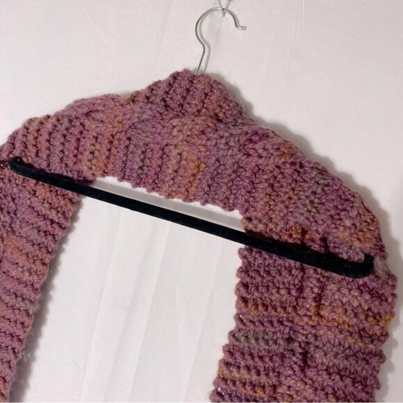 Handmade Hand Knit Multi Shade Maroon Cable Knit Scarf - Picture 6 of 9